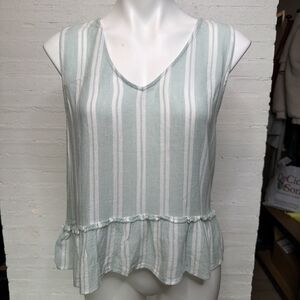 Rails Mira Tank Juniper Stripe Linen M Twee Festival Beach Coastal Boho Preppy